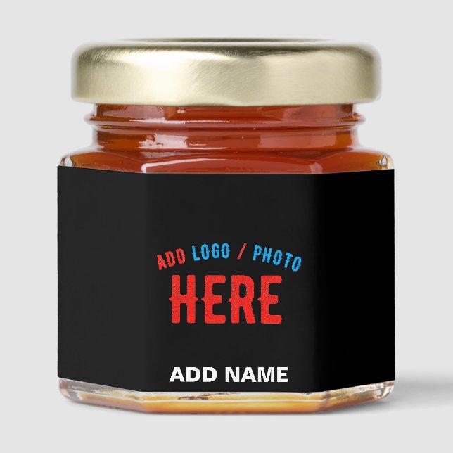 STYLISH MODERN CUSTOMIZABLE BLACK VERIFIED BRANDED HONEY JAR FAVORS (Front)