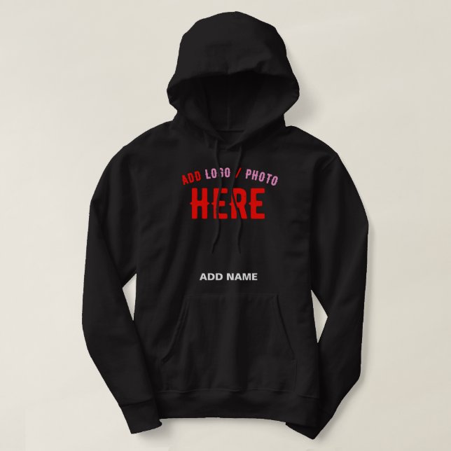 STYLISH MODERN CUSTOMIZABLE BLACK VERIFIED BRANDED HOODIE (Design Front)