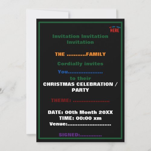 STYLISH MODERN CUSTOMIZABLE BLACK VERIFIED BRANDED INVITATION