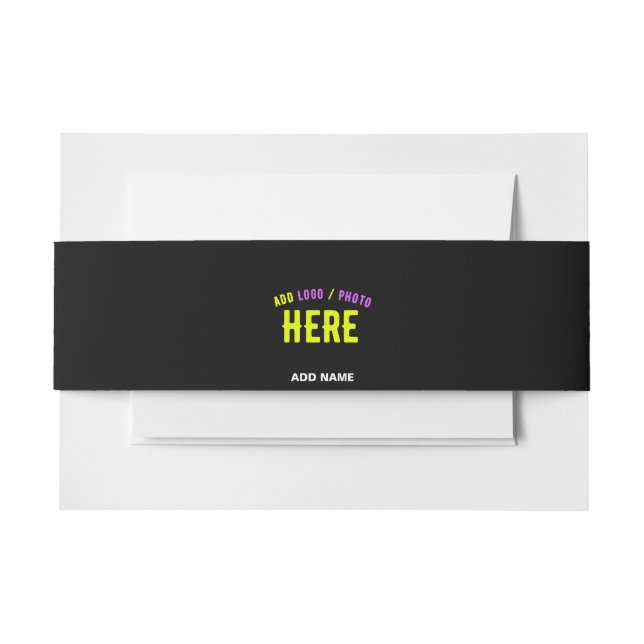 STYLISH MODERN CUSTOMIZABLE BLACK VERIFIED BRANDED INVITATION BELLY BAND (Front Example)