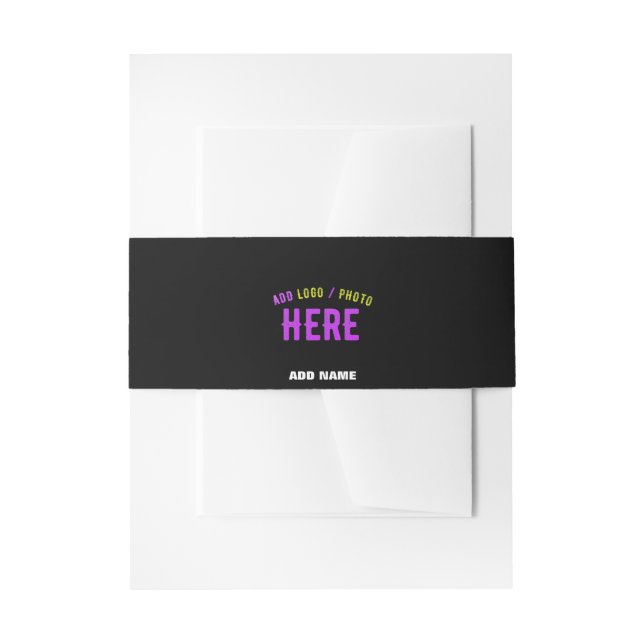 STYLISH MODERN CUSTOMIZABLE BLACK VERIFIED BRANDED INVITATION BELLY BAND (Front Example)