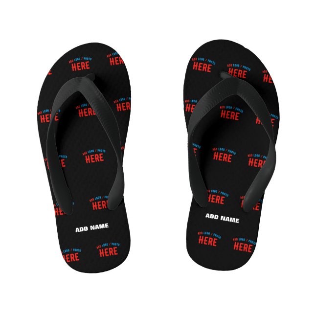 STYLISH MODERN CUSTOMIZABLE BLACK VERIFIED BRANDED KID'S FLIP FLOPS (Footbed)