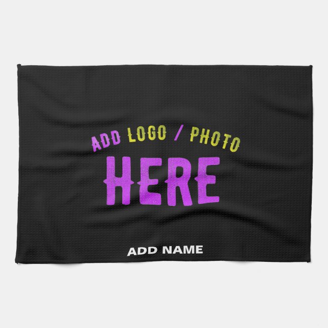 STYLISH MODERN CUSTOMIZABLE BLACK VERIFIED BRANDED KITCHEN TOWEL (Horizontal)