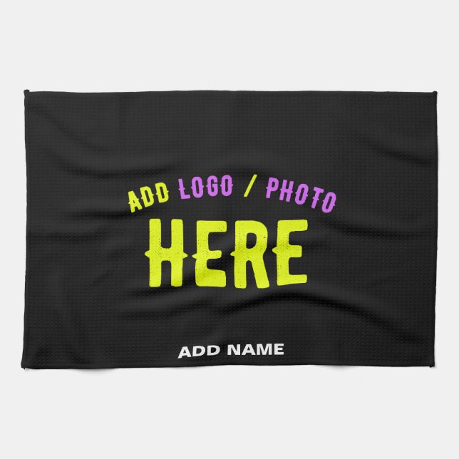 STYLISH MODERN CUSTOMIZABLE BLACK VERIFIED BRANDED KITCHEN TOWEL (Horizontal)