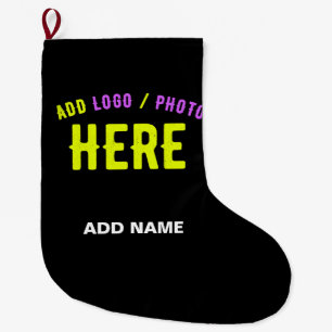 STYLISH MODERN CUSTOMIZABLE BLACK VERIFIED BRANDED LARGE CHRISTMAS STOCKING