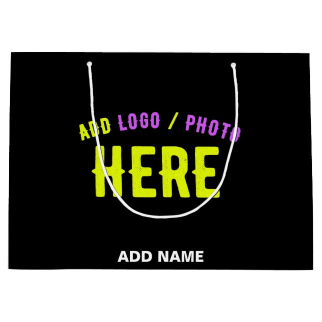 STYLISH MODERN CUSTOMIZABLE BLACK VERIFIED BRANDED LARGE GIFT BAG (Front)