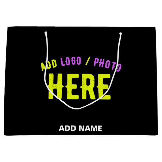 STYLISH MODERN CUSTOMIZABLE BLACK VERIFIED BRANDED LARGE GIFT BAG (Front)