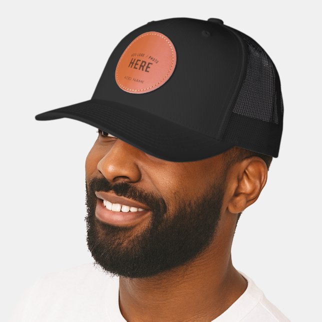 STYLISH MODERN CUSTOMIZABLE BLACK VERIFIED BRANDED LEATHER PATCH HAT (Male)