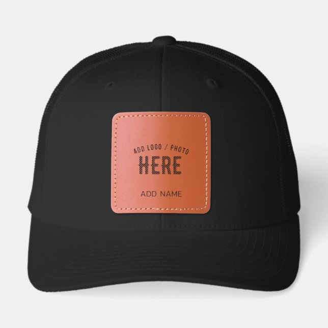 STYLISH MODERN CUSTOMIZABLE BLACK VERIFIED BRANDED LEATHER PATCH HAT (Front)