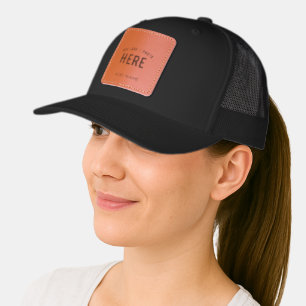 STYLISH MODERN CUSTOMIZABLE BLACK VERIFIED BRANDED LEATHER PATCH HAT