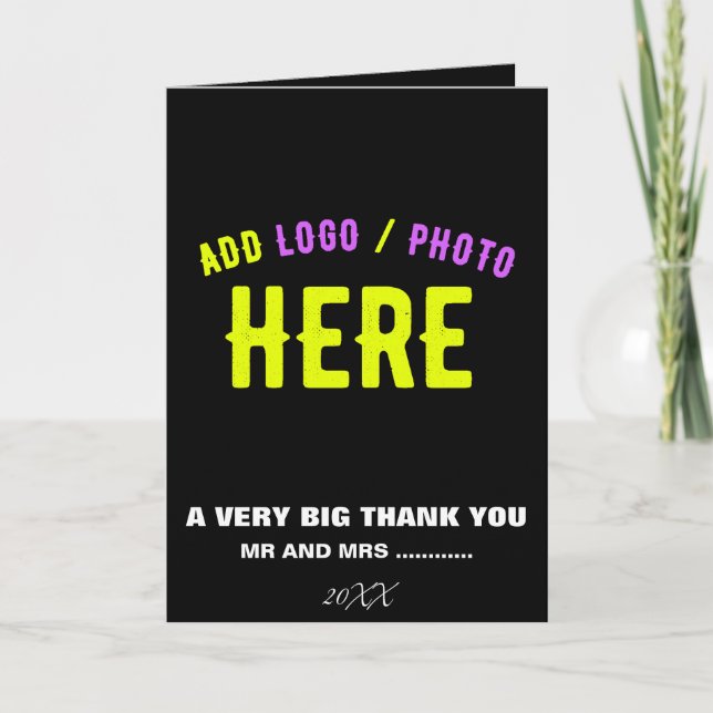 STYLISH MODERN CUSTOMIZABLE BLACK VERIFIED BRANDED LETTERPRESS THANK YOU CARD (Front)