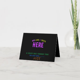 STYLISH MODERN CUSTOMIZABLE BLACK VERIFIED BRANDED LETTERPRESS THANK YOU CARD