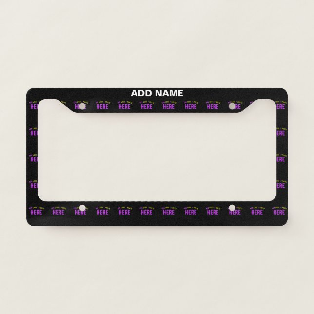 STYLISH MODERN CUSTOMIZABLE BLACK VERIFIED BRANDED LICENSE PLATE FRAME (Front)