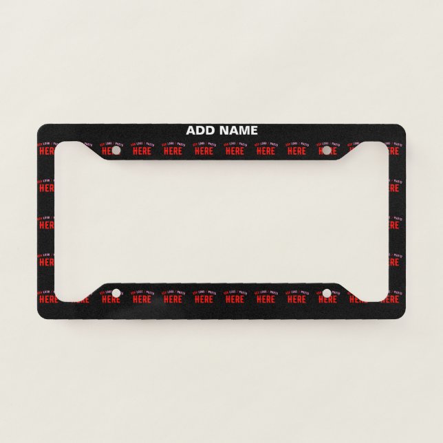 STYLISH MODERN CUSTOMIZABLE BLACK VERIFIED BRANDED LICENSE PLATE FRAME (Front)