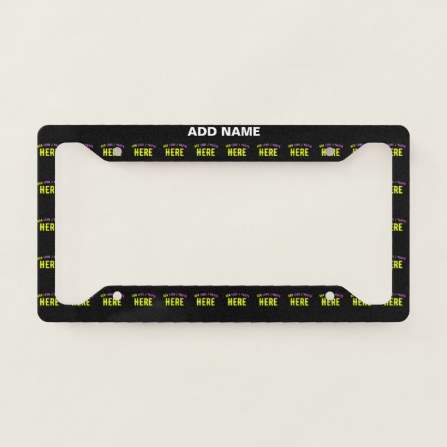 STYLISH MODERN CUSTOMIZABLE BLACK VERIFIED BRANDED LICENSE PLATE FRAME (Front)
