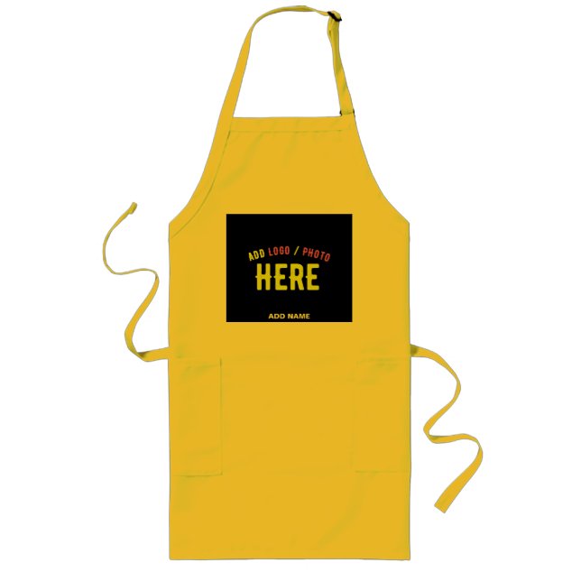STYLISH MODERN CUSTOMIZABLE BLACK VERIFIED BRANDED LONG APRON (Front)