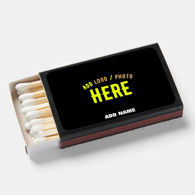 STYLISH MODERN CUSTOMIZABLE BLACK VERIFIED BRANDED MATCHBOXES | Zazzle