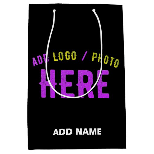 STYLISH MODERN CUSTOMIZABLE BLACK VERIFIED BRANDED MEDIUM GIFT BAG