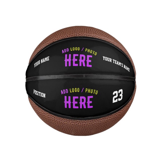 STYLISH MODERN CUSTOMIZABLE BLACK VERIFIED BRANDED MINI BASKETBALL (Front)