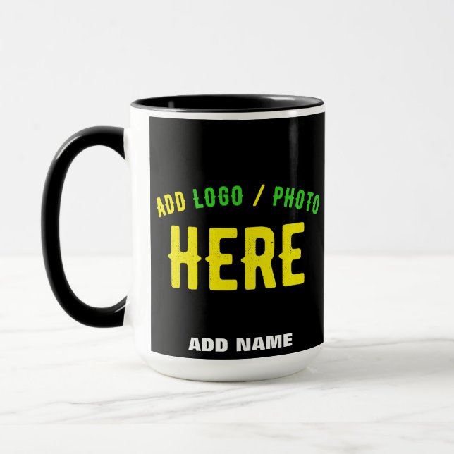 STYLISH MODERN CUSTOMIZABLE BLACK VERIFIED BRANDED MUG (Left)