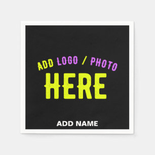 STYLISH MODERN CUSTOMIZABLE BLACK VERIFIED BRANDED NAPKINS