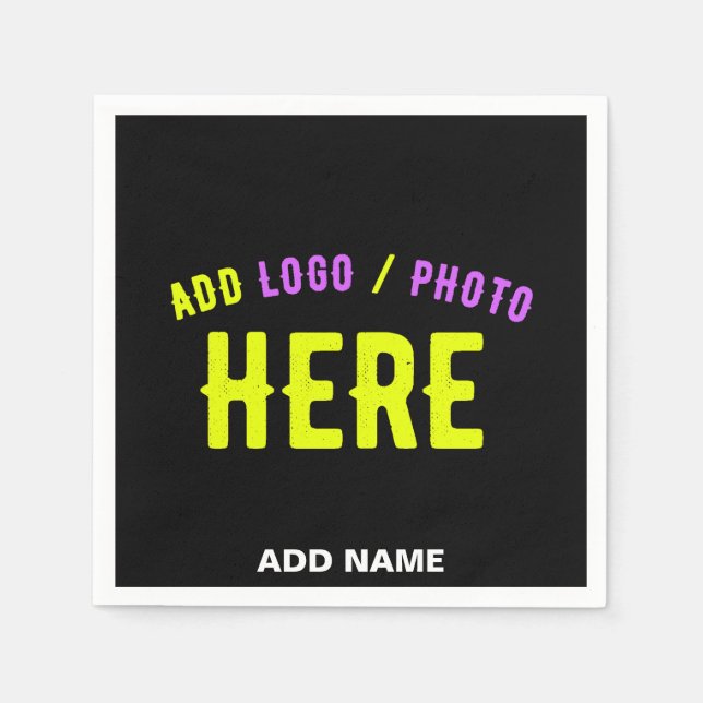 STYLISH MODERN CUSTOMIZABLE BLACK VERIFIED BRANDED NAPKINS (Front)