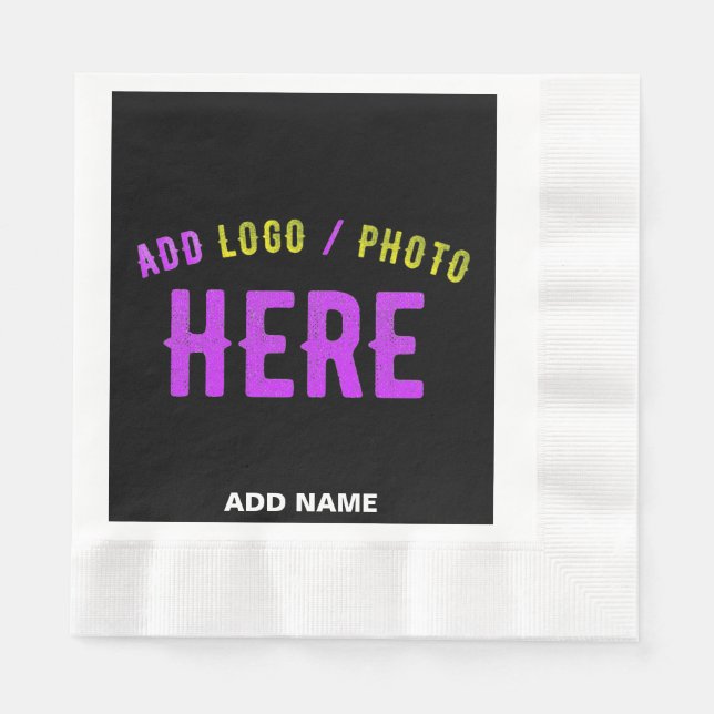 STYLISH MODERN CUSTOMIZABLE BLACK VERIFIED BRANDED NAPKINS (Front)