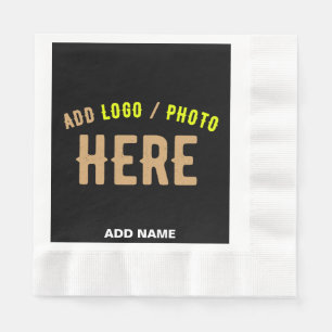 STYLISH MODERN CUSTOMIZABLE BLACK VERIFIED BRANDED NAPKINS