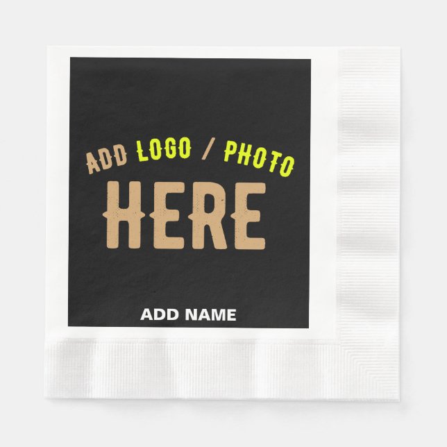 STYLISH MODERN CUSTOMIZABLE BLACK VERIFIED BRANDED NAPKINS (Front)