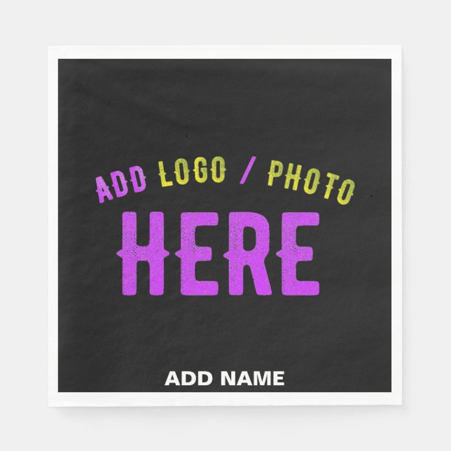 STYLISH MODERN CUSTOMIZABLE BLACK VERIFIED BRANDED NAPKINS (Front)