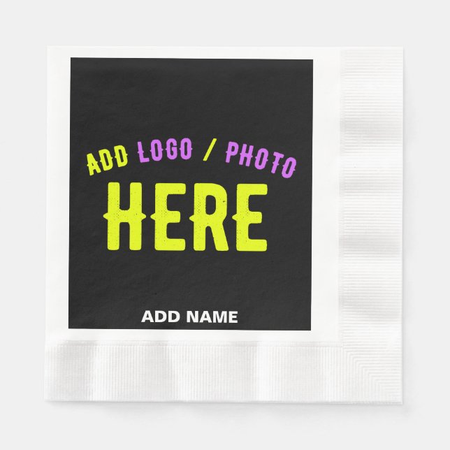 STYLISH MODERN CUSTOMIZABLE BLACK VERIFIED BRANDED NAPKINS (Front)