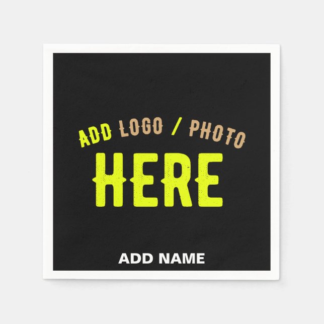 STYLISH MODERN CUSTOMIZABLE BLACK VERIFIED BRANDED NAPKINS (Front)