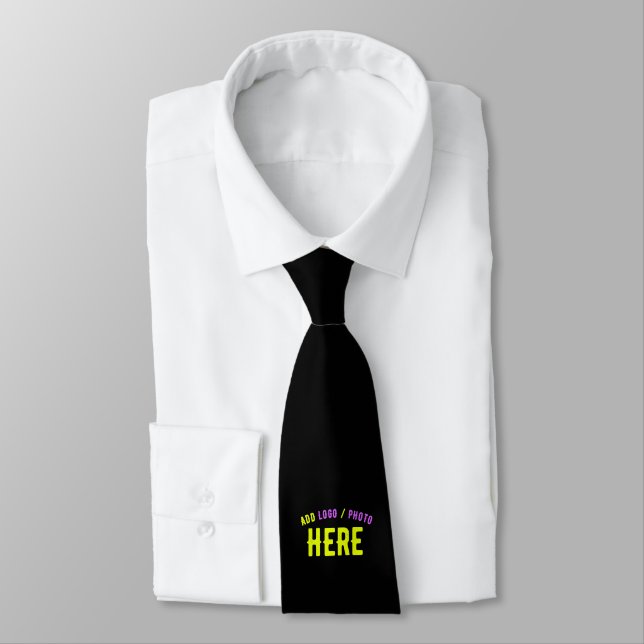 STYLISH MODERN CUSTOMIZABLE BLACK VERIFIED BRANDED NECK TIE (Tied)