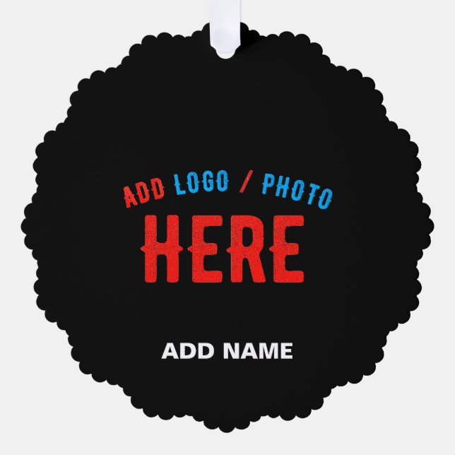 STYLISH MODERN CUSTOMIZABLE BLACK VERIFIED BRANDED ORNAMENT CARD (Front)