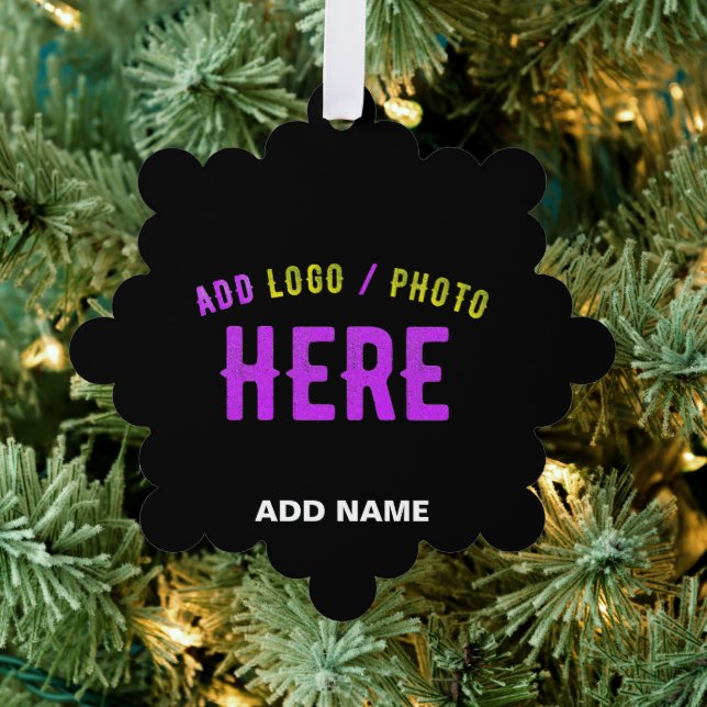 STYLISH MODERN CUSTOMIZABLE BLACK VERIFIED BRANDED ORNAMENT CARD (Insitu (Tree))