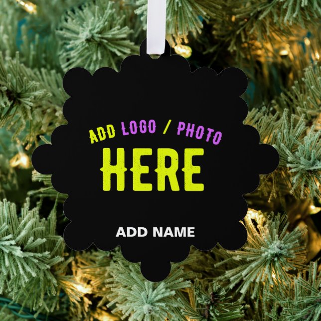 STYLISH MODERN CUSTOMIZABLE BLACK VERIFIED BRANDED ORNAMENT CARD (Insitu (Tree))
