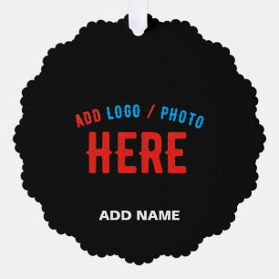 STYLISH MODERN CUSTOMIZABLE BLACK VERIFIED BRANDED ORNAMENT CARD