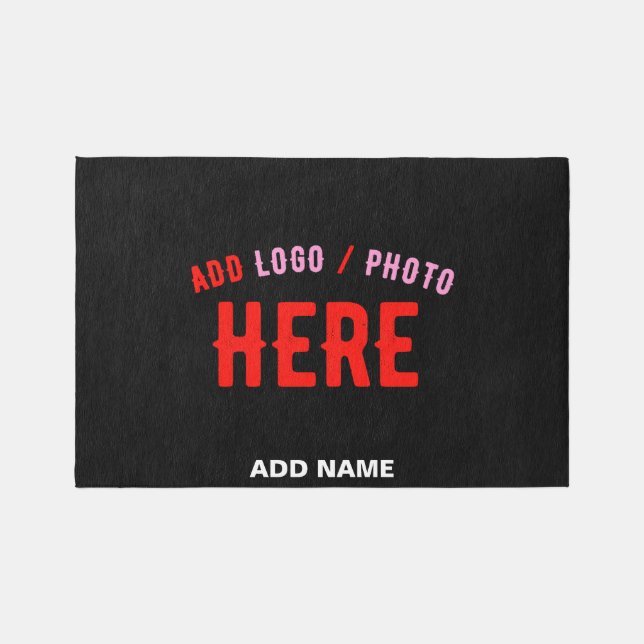 STYLISH MODERN CUSTOMIZABLE BLACK VERIFIED BRANDED OUTDOOR RUG (Front)