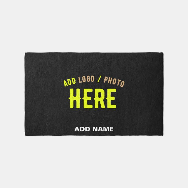 STYLISH MODERN CUSTOMIZABLE BLACK VERIFIED BRANDED OUTDOOR RUG (Front)