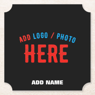 STYLISH MODERN CUSTOMIZABLE BLACK VERIFIED BRANDED PAPER COASTER