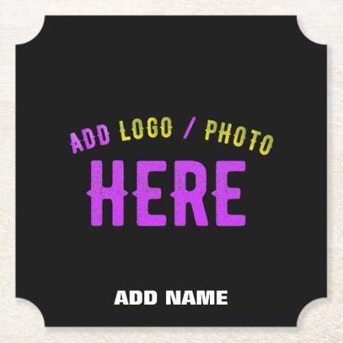 STYLISH MODERN CUSTOMIZABLE BLACK VERIFIED BRANDED PAPER COASTER