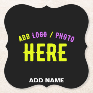 STYLISH MODERN CUSTOMIZABLE BLACK VERIFIED BRANDED PAPER COASTER
