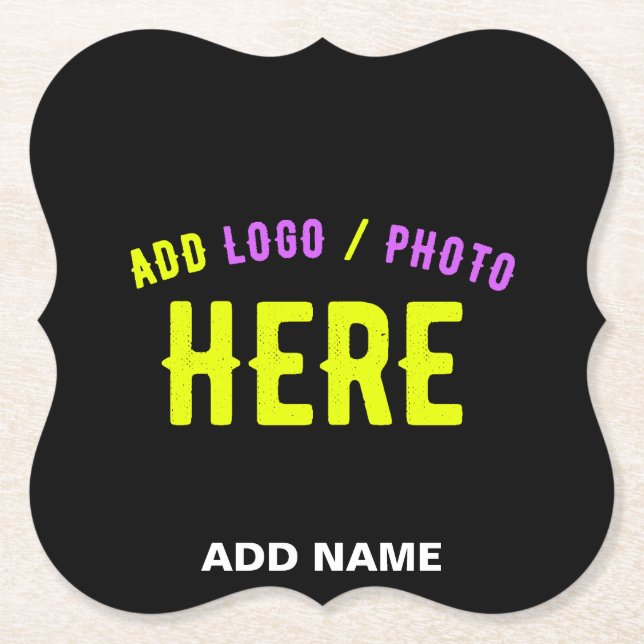 STYLISH MODERN CUSTOMIZABLE BLACK VERIFIED BRANDED PAPER COASTER (Front)