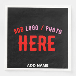 STYLISH MODERN CUSTOMIZABLE BLACK VERIFIED BRANDED PAPER DINNER NAPKINS