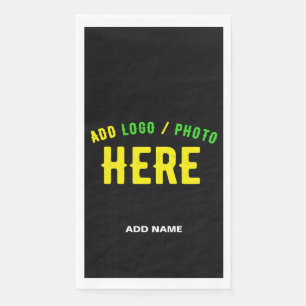 STYLISH MODERN CUSTOMIZABLE BLACK VERIFIED BRANDED PAPER GUEST TOWELS