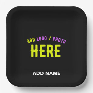 STYLISH MODERN CUSTOMIZABLE BLACK VERIFIED BRANDED PAPER PLATES
