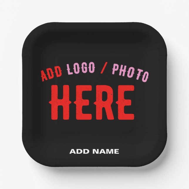 STYLISH MODERN CUSTOMIZABLE BLACK VERIFIED BRANDED PAPER PLATES (Front)