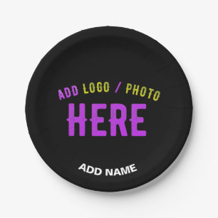 STYLISH MODERN CUSTOMIZABLE BLACK VERIFIED BRANDED PAPER PLATES