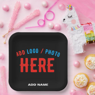 STYLISH MODERN CUSTOMIZABLE BLACK VERIFIED BRANDED PAPER PLATES