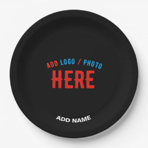 STYLISH MODERN CUSTOMIZABLE BLACK VERIFIED BRANDED PAPER PLATES